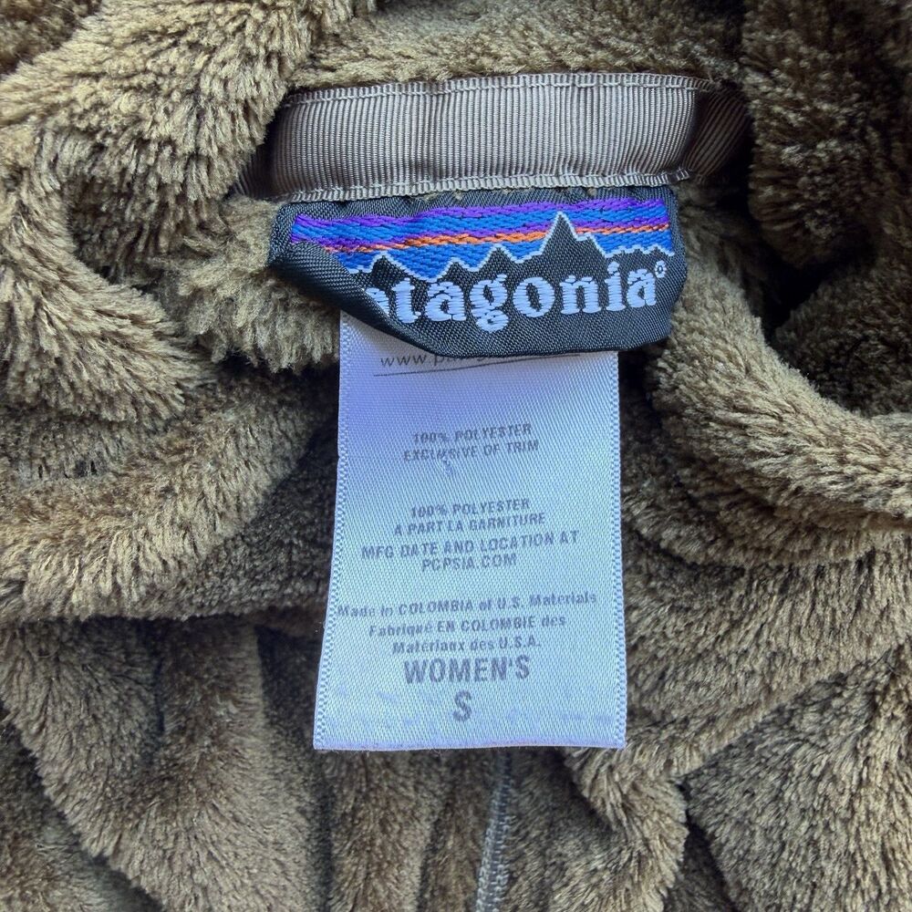 Patagonia Womens S Brown Full Zip Re-Tool Fuzzy Fleece Jacket Casual Outdoor - Picture 5 of 8